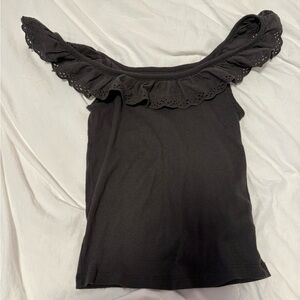 American Eagle Outfitters Black Ruffle Camisole